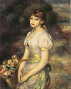 Pierre Renoir Young Girl with Flowers oil painting picture wholesale